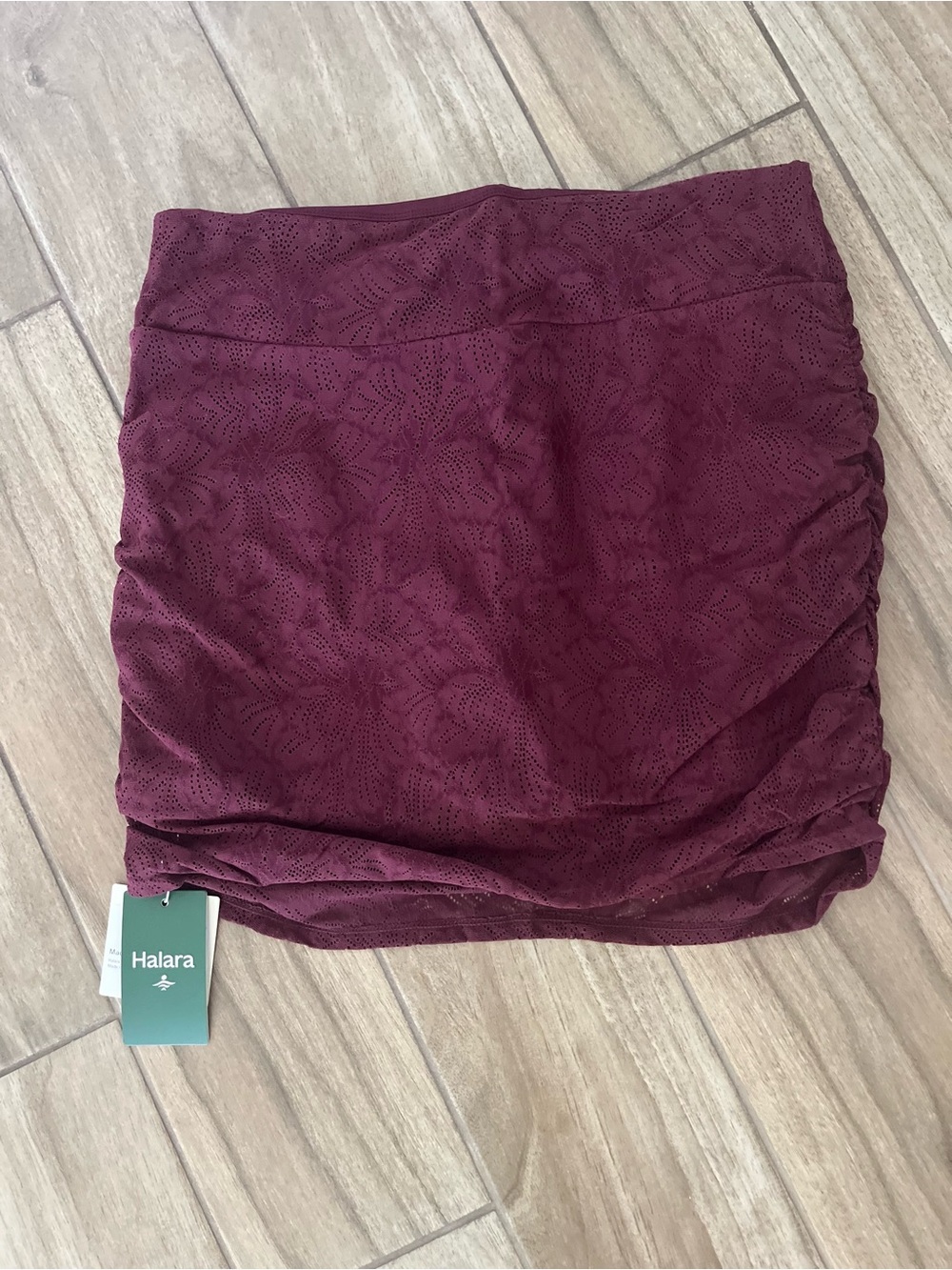 HALARA Wine Ruched Mini Skirt - with built in shorts